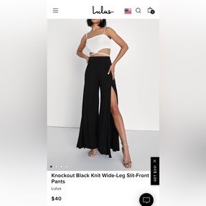 Lulu's Black Wide-Leg Slit-Front Pants
